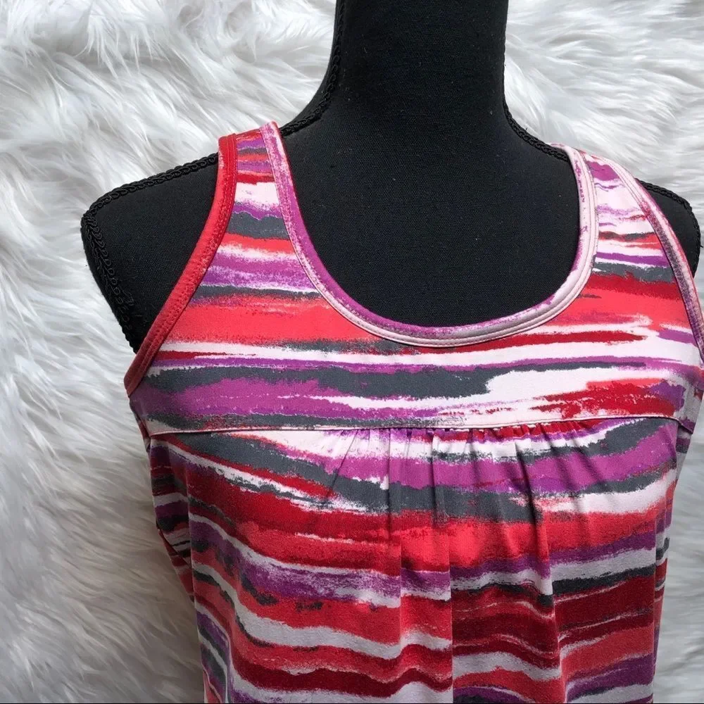 Athleta Top Size Large Vibrant Colors Built in Bra - Picture 2 of 13